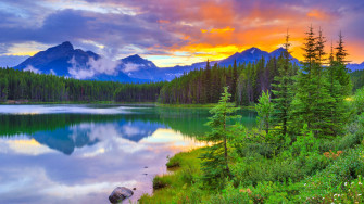 Canada Banff National Park Reflection Nature Mountain Forest Wallpaper