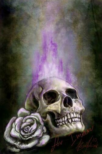 Purple Flames Skull By Sarmati