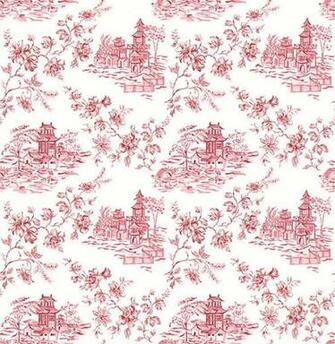 Asian Village Toile Wallpaper Raspberry Bolt Traditional Wall