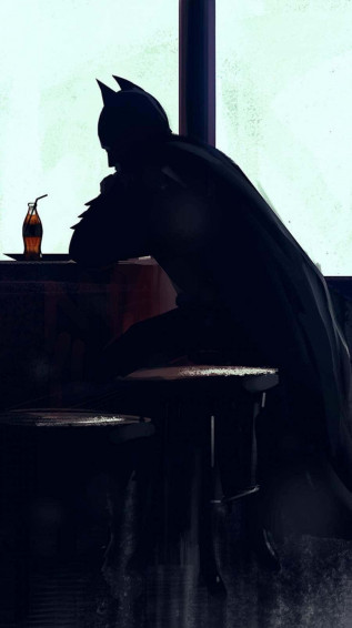 Batman Aesthetic Relaxing In Bar Wallpaper