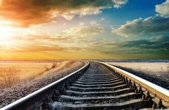 Sunset Winter Railway 4k Ultra HD Wallpaper Net