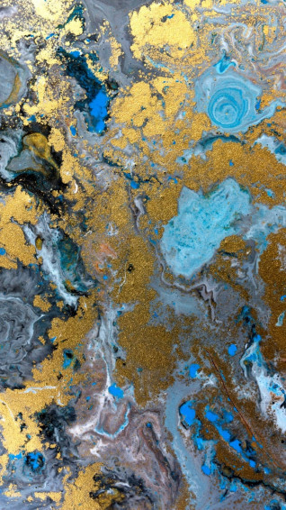 Abstract Blue And Gold Marble iPhone Wallpaper