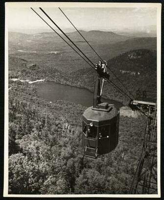 Aerial Tramway Cannon Mt N H Echo Lake In Background Digital