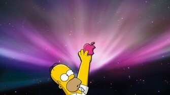 Homer Catching Apple Widescreen Wallpaper