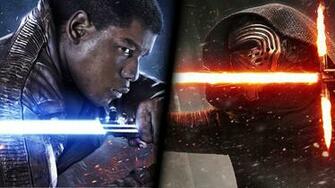 Finn Vs Kylo Ren In Star Wars The Force Awakens Wallpaper Movie