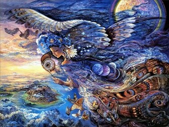 Wallpaper Josephine Wall Girl Birds Butterflies