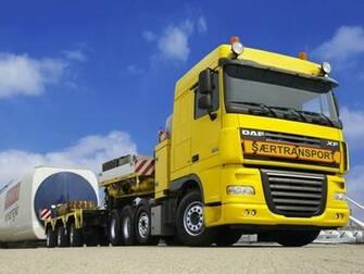 Wallpaper Yellow Daf Truck Trailer HD