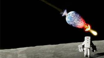 Asrtonaut Watching Apocalypse From The Moon Wallpaper