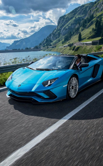 Blue Lamborghini Aventador S Roadster 4k Ultra HD Mobile Wallpaper