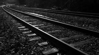 Railroad Tracks Monochrome Art HD Desktop Wallpaper
