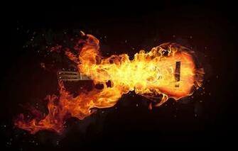 Wallpaper Guitar Fire Black Music
