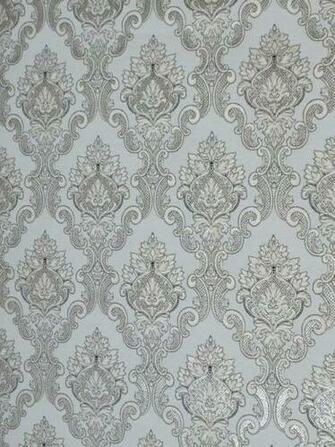 Wallpaper Embossed Silver Damask On Pale Grey High Quality