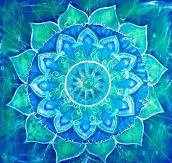 Blue Painted Picture With Circle Pattern Mandala Of Vishuddha Chakra