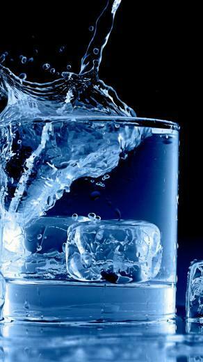 Icy Blue Glass Cup Water Ice Cubes Splash iPhone