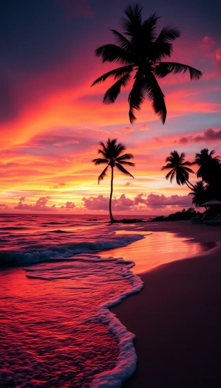 Tropical Beach Sunset Wallpaper