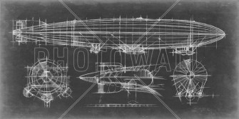 Airship Blueprint Delightful Wall Mural Photowall