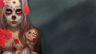 Girl Decorated For Dia De Los Muertos HD Wallpaper Background