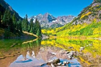 Reflection Forest Maroon Bells Colorado Aspen Wallpaper Background