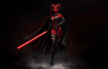 Wallpaper Girl Star Wars Style Sword Dark Side Fantasy