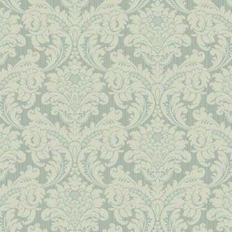 York Wallcoverings Blue Cream Damask Wallpaper