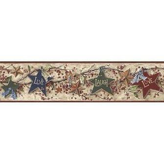 Country Vine And Stars Wallpaper Border Rf3521bd