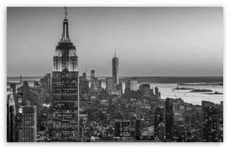 Empire State Building New York City Monochrome HD Desktop Wallpaper