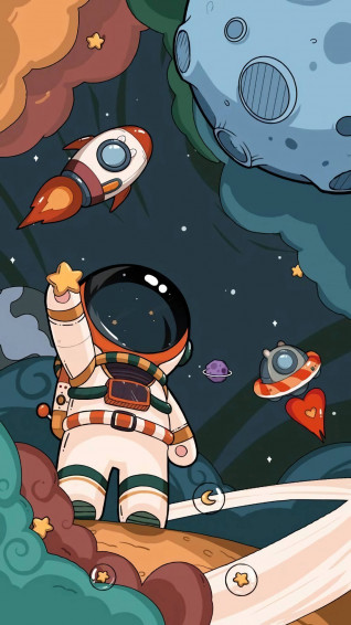 Cartoon Astronaut Wallpaper