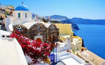 Nature Landscape Sea Houses Greece Santorini Wallpaper