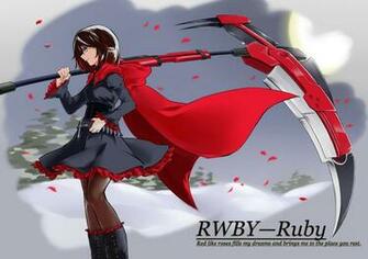 Rose Rwby Anime Girl Red Cape Death Scythe Black Dress HD Wallpaper