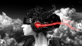 Woman Headphones Cloud Digital Crying Girl Listening To