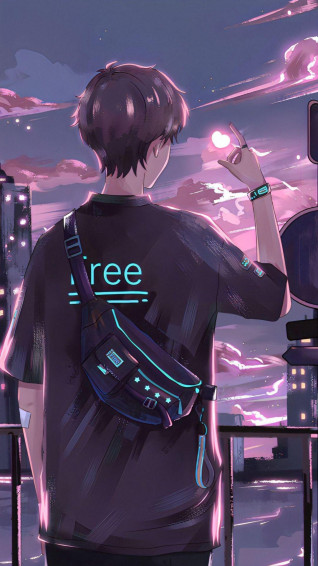 Wallpaper Guy City Heart Bag Sunset Art By Shubh Anime