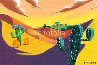 Illustration Yellow Desert Realistic Fantastic Cartoon Style Artwork