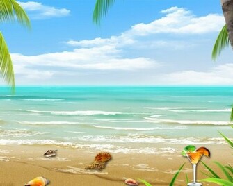Tropical Beach Vector Collage HD Wallpaper