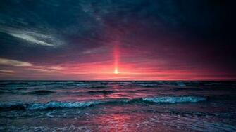 Pink Sunset Over The Ocean Wallpaper HD Holiday Image
