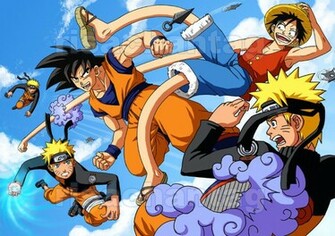 Net Naruto Randomness Goku And Luffy Resolution Desktop Wallpaper