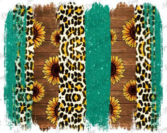 Western Leopard Sunflower Brushstrokes Png Sublimation Design Wallpaper