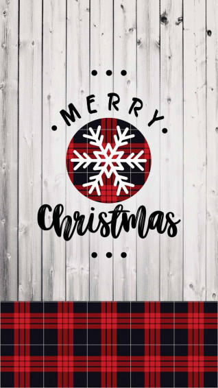 Wooden Plaid Merry Christmas iPhone Wallpaper