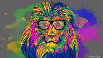 Hipster Lion Wallpaper Framed Art Print Additional S