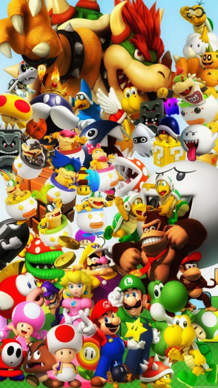 All Characters From Super Mario iPhone Wallpaper