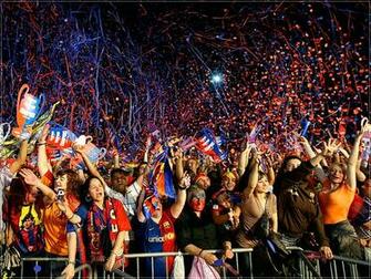 Barcelona Fans Celebrate Computer Desktop Wallpaper Pictures
