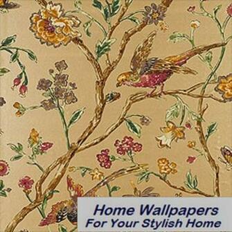 Thibaut Wallpaper Great Estates Aviary T5835 Metallic Gold Buy Online