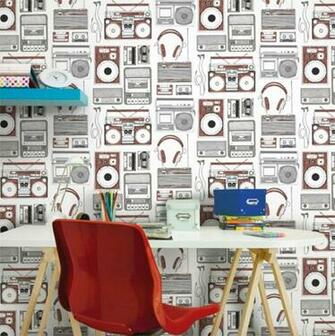 Kids Room Makeover Retro Music Wallpaper At B Q Junior Hipster