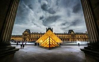 The Glowing Louvre Widescreen Wallpaper Wide Net