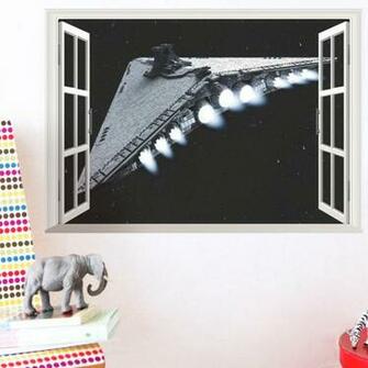 Star Wars 3d Window Children S Room Bedroom Background Wall