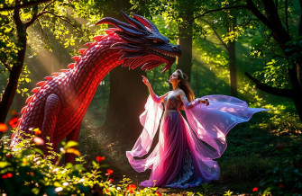 Woman And Dragon Wallpaper