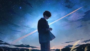 Anime Boy Alone Night Scenery Pc Desktop 4k