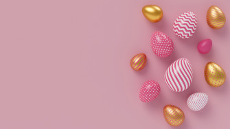 Photos Easter Eggs 3d Graphics Pink Background Template