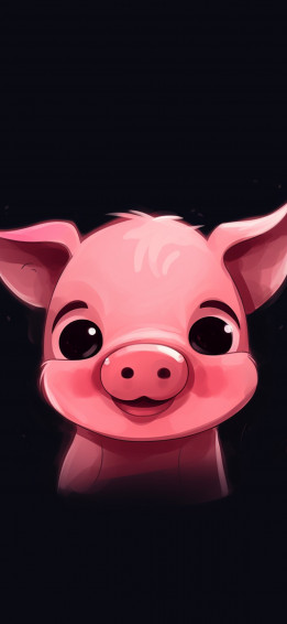 Cute Pig Black Wallpaper