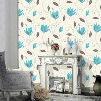 Shop By Style Floral Synergy Teal And Brown Wallpaper