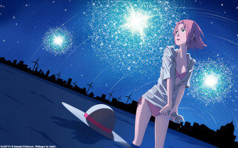 Haruno Sakura Landscape Naruto Pink Hair Scenic Sky Stars